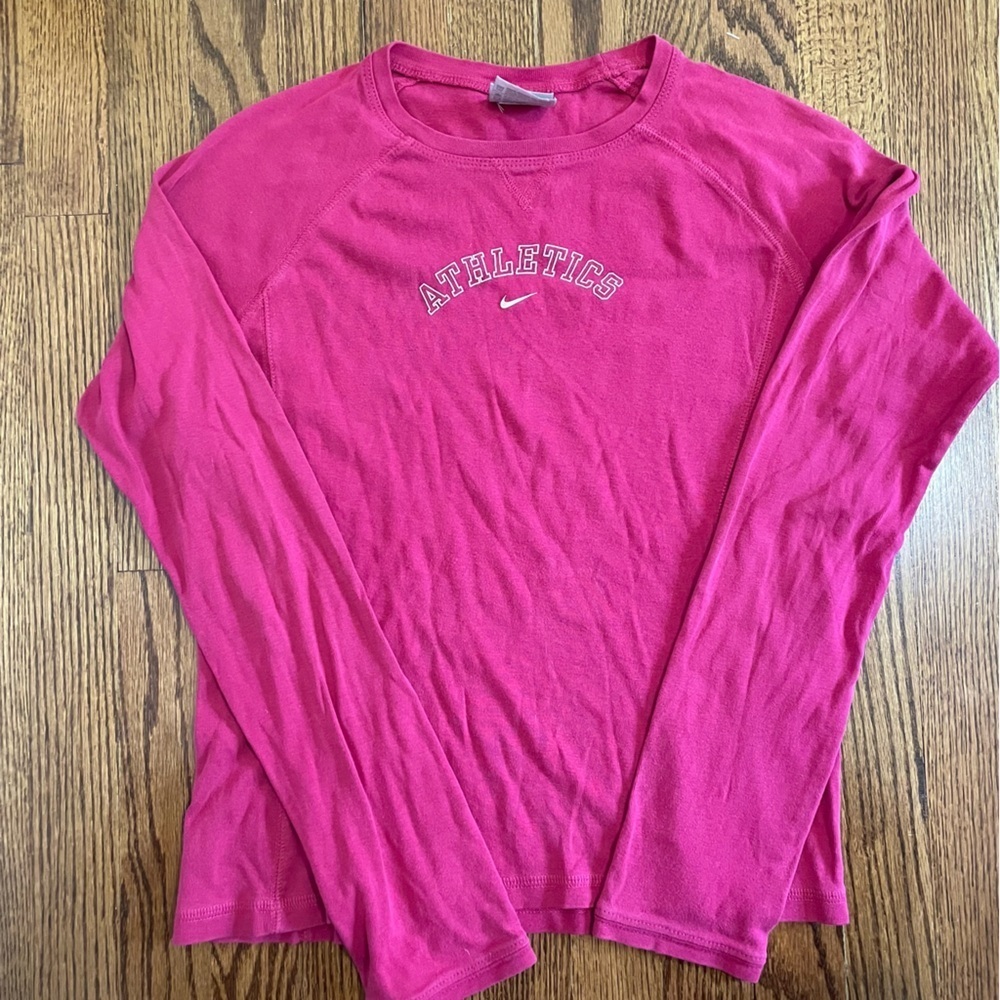 Nike Athletics Vintage Long Sleeved Pink Activewear Shirt Size Large